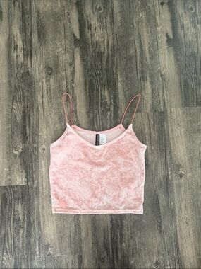 Divided Blush Pink Velvet Crop Cami